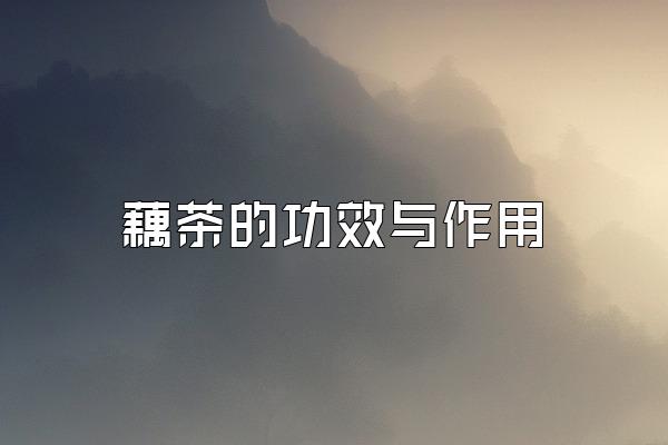 藕茶的功效与作用