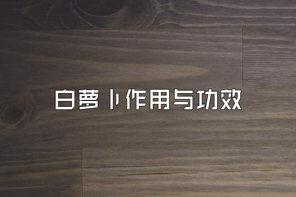 白萝卜作用与功效