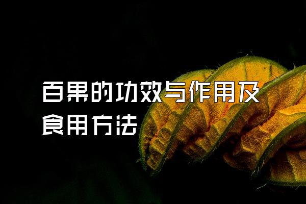 百果的功效与作用及食用方法