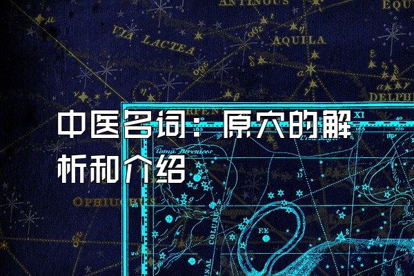 中医名词：原穴的解析和介绍